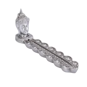   Ezüst Buddha füstölőtartó – 21×8 cm keleties kerámia illatpálca tartó, elegáns dekoráció