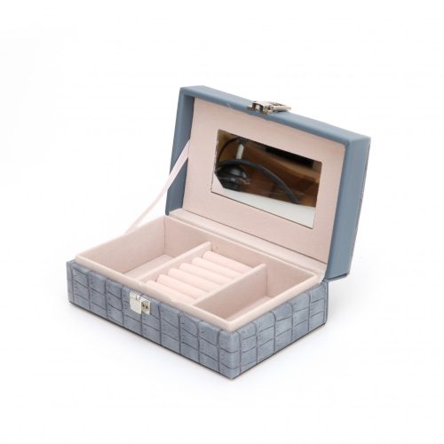 Ékszertartó doboz kis Műbőr Kígyóbőr Mintás - Kék