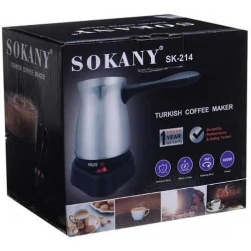 SOKANY SK-214 Elektromos Török Kávéfőző 800W – 500 ml Rozsdamentes Cezve