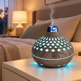   Aromaterápiás ultrahangos párásító 260 ml – sötétbarna, LED világítással