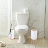 Fürdőszobai kiegészítők 6db, Bambusz fogkefe tartó szappanadagoló WC kefe szemetes - Fehér