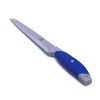 Kenyérvágó kés, kék színű műanyag nyéllel, 34 cm - teljes hossz, penge 21 cm