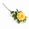 66 cm-es 3 Bimbós Sárga Selyem Rózsa – Élethű Műrózsa Ág Dekorációhoz