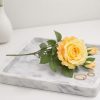 66 cm-es 3 Bimbós Sárga Selyem Rózsa – Élethű Műrózsa Ág Dekorációhoz