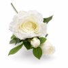 66 cm-es 3 Bimbós Fehér Selyem Rózsa – Élethű Műrózsa Ág Elegáns Dekorációhoz