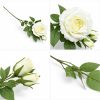 66 cm-es 3 Bimbós Fehér Selyem Rózsa – Élethű Műrózsa Ág Elegáns Dekorációhoz