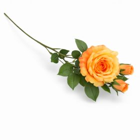   66 cm-es 3 Bimbós Narancs–Sárga Selyem Rózsa – Élethű Műrózsa Ág Dekorációhoz