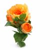 66 cm-es 3 Bimbós Narancs–Sárga Selyem Rózsa – Élethű Műrózsa Ág Dekorációhoz