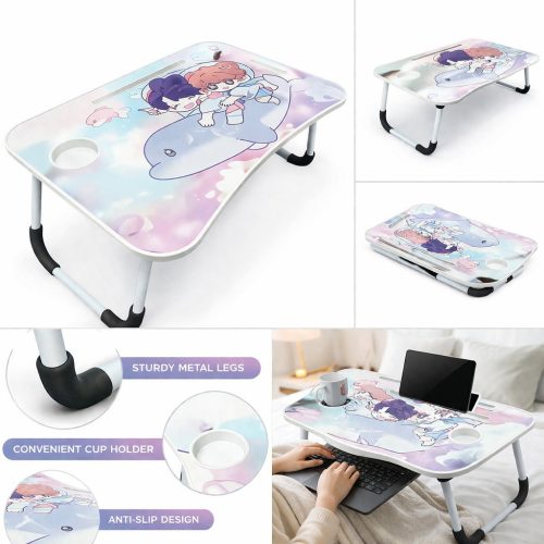 Összecsukható Laptop Asztal 40×60 cm – Ágyasztal, Pohártartóval és Tablet Tartóval