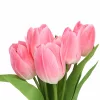 Prémium mesterséges tulipán virágcsokor 50 cm – 7 szálas rózsaszín tulipán dekorációs művirág csokor