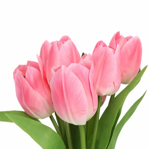 Prémium mesterséges tulipán virágcsokor 50 cm – 7 szálas rózsaszín tulipán dekorációs művirág csokor