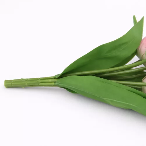 Prémium mesterséges tulipán virágcsokor 50 cm – 7 szálas rózsaszín tulipán dekorációs művirág csokor
