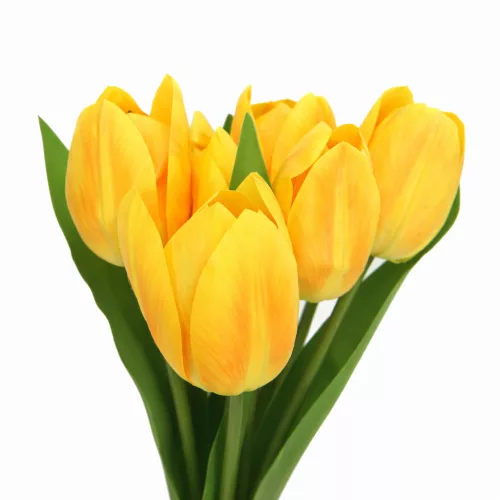 Prémium mesterséges tulipán virágcsokor 50 cm – 7 szálas citromsárga tulipán dekorációs művirág csokor