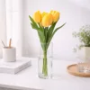 Prémium mesterséges tulipán virágcsokor 50 cm – 7 szálas citromsárga tulipán dekorációs művirág csokor
