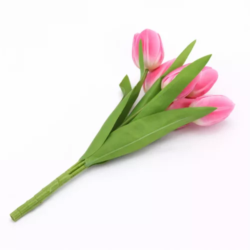 Prémium mesterséges tulipán virágcsokor 50 cm – 7 szálas ciklámen tulipán dekorációs művirág csokor