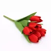 Prémium mesterséges tulipán virágcsokor 50 cm – 7 szálas piros tulipán dekorációs művirág csokor