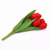 Prémium mesterséges tulipán virágcsokor 50 cm – 7 szálas piros tulipán dekorációs művirág csokor