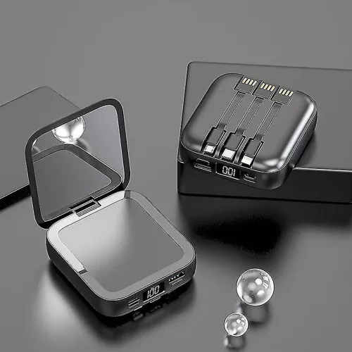 PowerBank ViakIng 10000 mAh, tükörrel és 3 féle kábellel