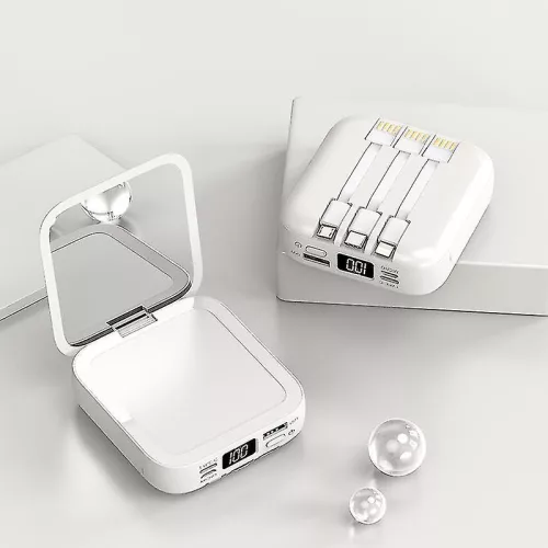 PowerBank ViakIng 10000 mAh, tükörrel és 3 féle kábellel