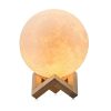 Hold 3D lámpa, többszínű 7 effektus, újratölthető, fa állvány, környezeti fény 13cm
