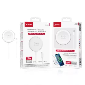   X-start SJX312 mágneses vezeték nélküli töltő 15 W, USB-C, 1 m, fehér