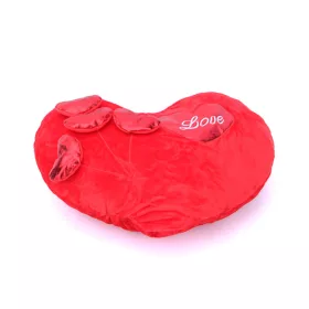  Valentin napi plüs szív 36 cm széles, 24 cm magas, 4 kis szív rajta baloldalon Love - párna
