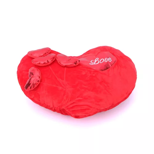 Valentin napi plüs szív 36 cm széles, 24 cm magas, 4 kis szív rajta baloldalon Love - párna