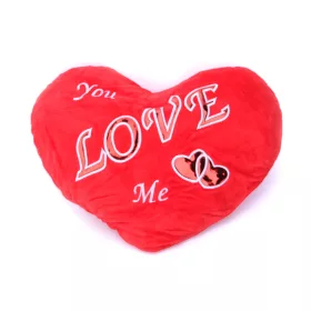   Valentin napi plüss szív 30 cm széles, 22 cm magas, You Love me feliratos párna