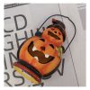 Kerámia Halloween tök LED világítással - hordozható és akasztható, 17 cm