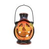 Kerámia Halloween tök LED világítással - Hordozható/Akasztható, 17 cm