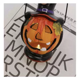   Kerámia Halloween tök LED világítással - Hordozható/Akasztható, 17 cm
