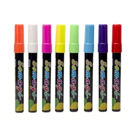   Folyékony kréta toll készlet 7 mm – 8 élénk színű marker LED táblához és üveghez