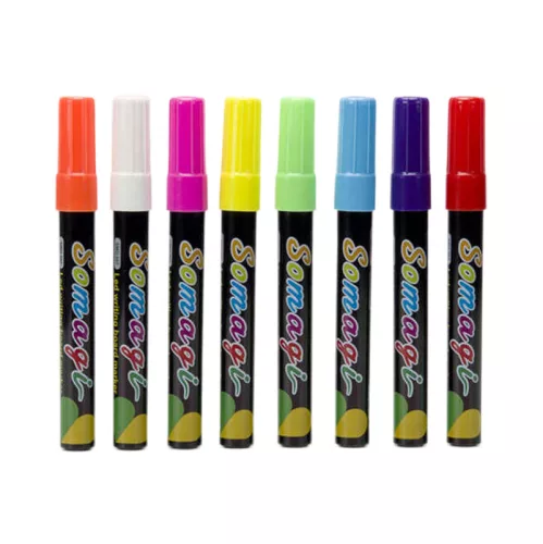 Folyékony kréta toll készlet 7 mm – 8 élénk színű marker LED táblához és üveghez
