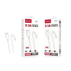   X-start 3.1A TYPE-C gyors adatkábel – 1 m, fehér, L-alakú csatlakozóval