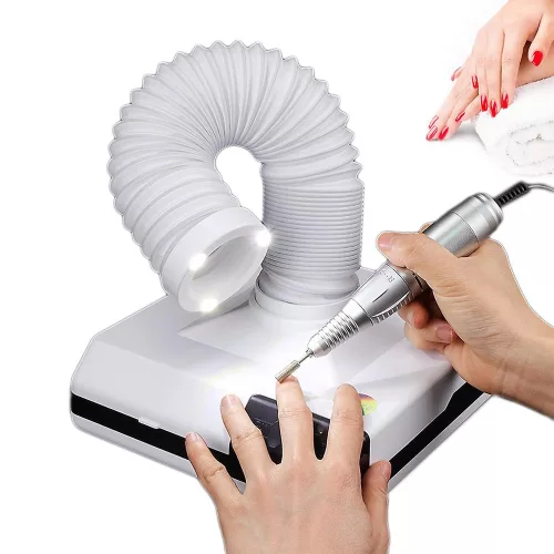 Műkörmös porelszívó 60W, 3 db  Led lámpa világítás, 360 fokos elforgatás - fehér