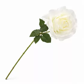   75 cm-es Fehér Selyem Rózsa – Élethű Hosszú Szárú Műrózsa Elegáns Dekorációhoz 17 cm rózsafejjel 