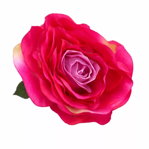 75 cm-es Fuxia–Lila Színátmenetes Selyem Rózsa – Nagy Virágfejű, Élethű Hosszú Szárú Műrózsa