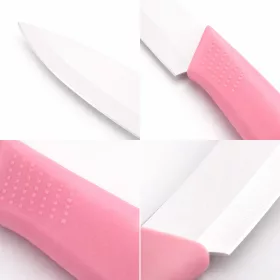  Rozsdamentes acél konyhakés 10 cm – rózsaszín ergonomikus markolattal, 8 cm pengével