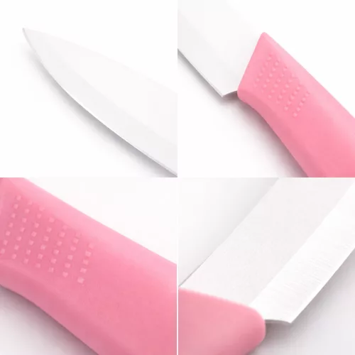 Rozsdamentes acél konyhakés 10 cm – rózsaszín ergonomikus markolattal, 8 cm pengével