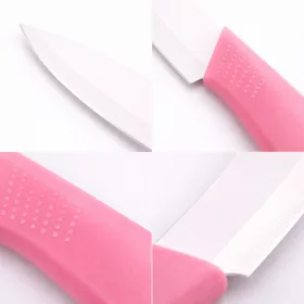   Rozsdamentes acél konyhakés 20 cm – rózsaszín ergonomikus markolattal, 10 cm pengével