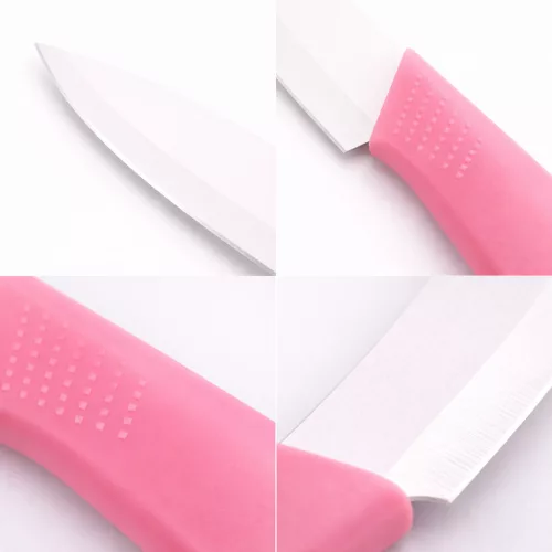 Rozsdamentes acél konyhakés 20 cm – rózsaszín ergonomikus markolattal, 10 cm pengével
