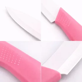   Rozsdamentes acél konyhakés – rózsaszín ergonomikus markolattal, 12 cm pengével