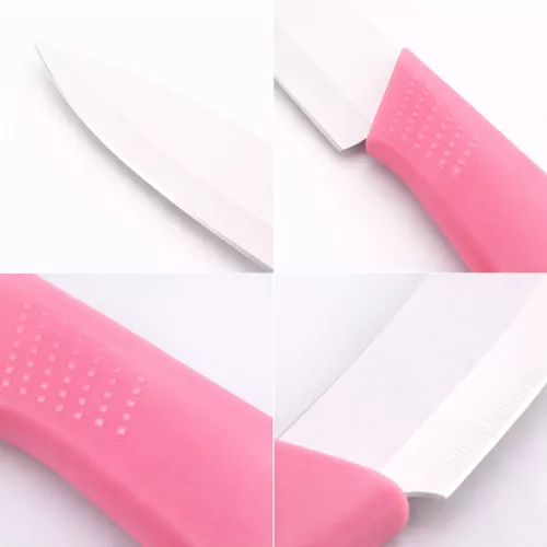 Rozsdamentes acél konyhakés – rózsaszín ergonomikus markolattal, 12 cm pengével