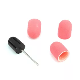   Rózsaszín csiszoló kúp 16 mm – 3 db + csiszolókúp tartó gépi pedikűrhöz