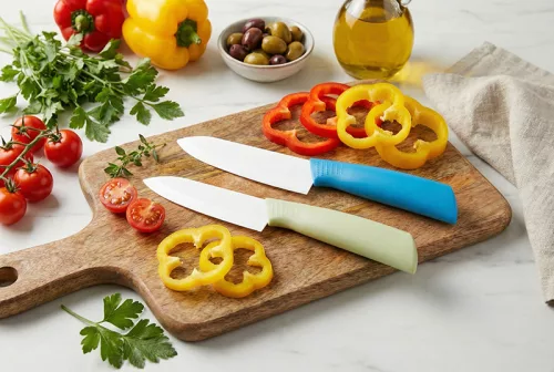 Rozsdamentes acél konyhakés – kék ergonomikus markolattal, 15 cm pengével