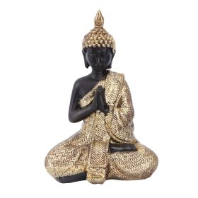   Fekete-arany Buddha szobor – 20 cm, modern műgyanta dekoráció