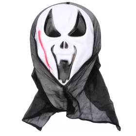   Halloween ijesztő maszk fekete csuklyával – vámpír sikoly maszk