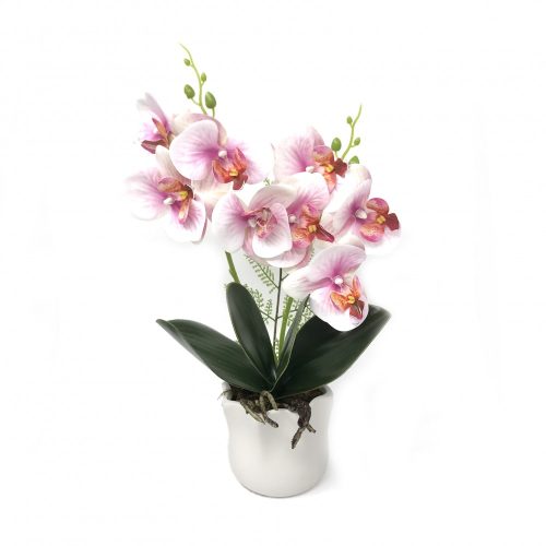 Mű orchidea virágtartóban 40 cm - Rózsaszín