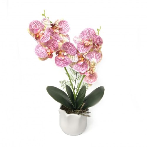 Mű orchidea virágtartóban 40 cm - Vöros