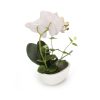 Orchidea virágtartóban élethű növény 28 cm - Fehér